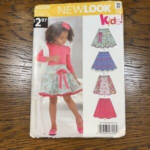 Uncut New Look Kids Sewing Pattern A6258 Skirts W/ Variations Girls Sizes 3-12
